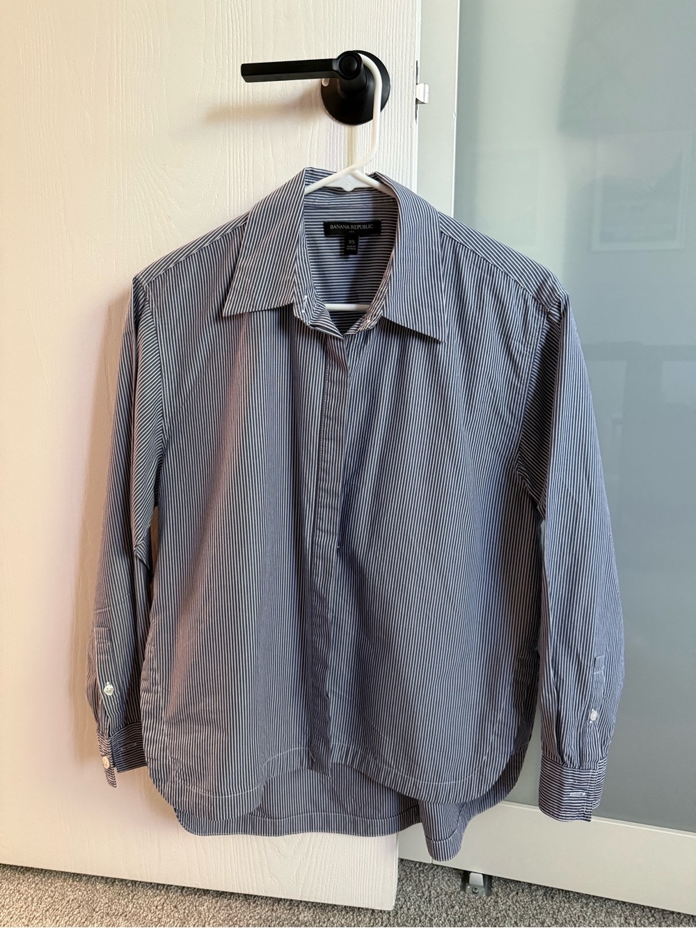 Banana Republic Men’s Navy and White Pinstripe Dress Shirt